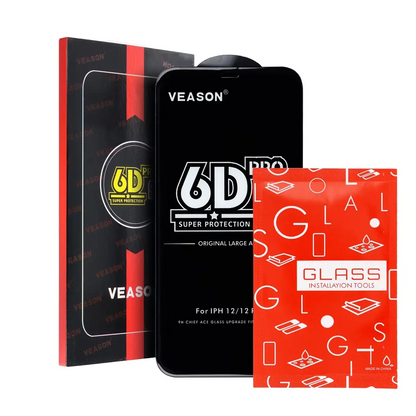Veason PRO -näytönsuoja Apple iPhone 16 / 15:lle, karkaistu lasi, täysiliimainen, 6D, musta