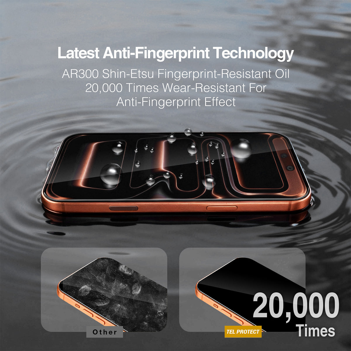Tel Protect 10X HD DLC Diamond Coating -näytönsuojalasi Apple iPhone 18 Pro Max / 17 Pro Max -puhelimille, karkaistua lasia, koko pinnan liimapinta, musta