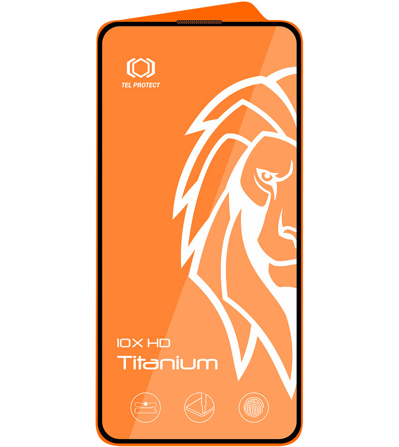 Tel Protect 10X HD Plus Titanium -näytönsuojakalvo Apple iPhone 17 / 16 Pro -puhelimelle, karkaistua lasia, koko pinnan liimapinta, musta