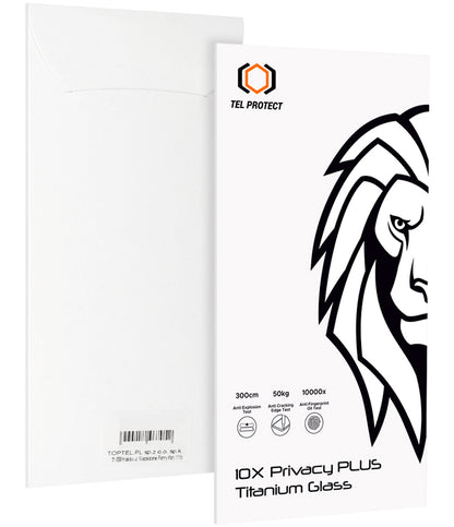 Tel Protect 10X Plus Titanium -yksityisyydensuojakalvo Apple iPhone 17 Pro -puhelimelle, karkaistua lasia, täysliimakiinnitys