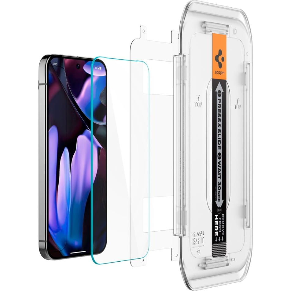 Spigen GlastR EZ FIT -suojakalvo Google Pixel 9 Pro XL:lle, Panssarilasi, Täysliima, 2 kappaleen setti AGL08445