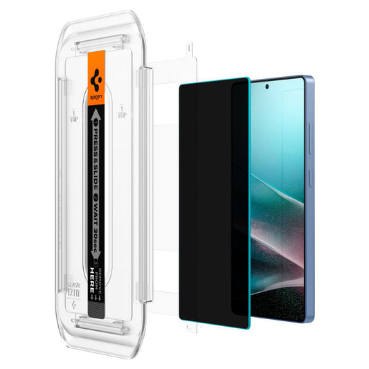 Spigen GlastR EZ FIT HD Privacy-näytönsuoja Samsung Galaxy S25 Ultra S938:lle, karkaistu lasi, täysi liima, 2 kappaleen setti AGL09335