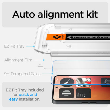 Suojakalvo Clear Spigen GlastR EZ FIT Nothing Phone (3a) / Phone (3a) Pro, Karkaistu lasi, Full Glue AGL09429