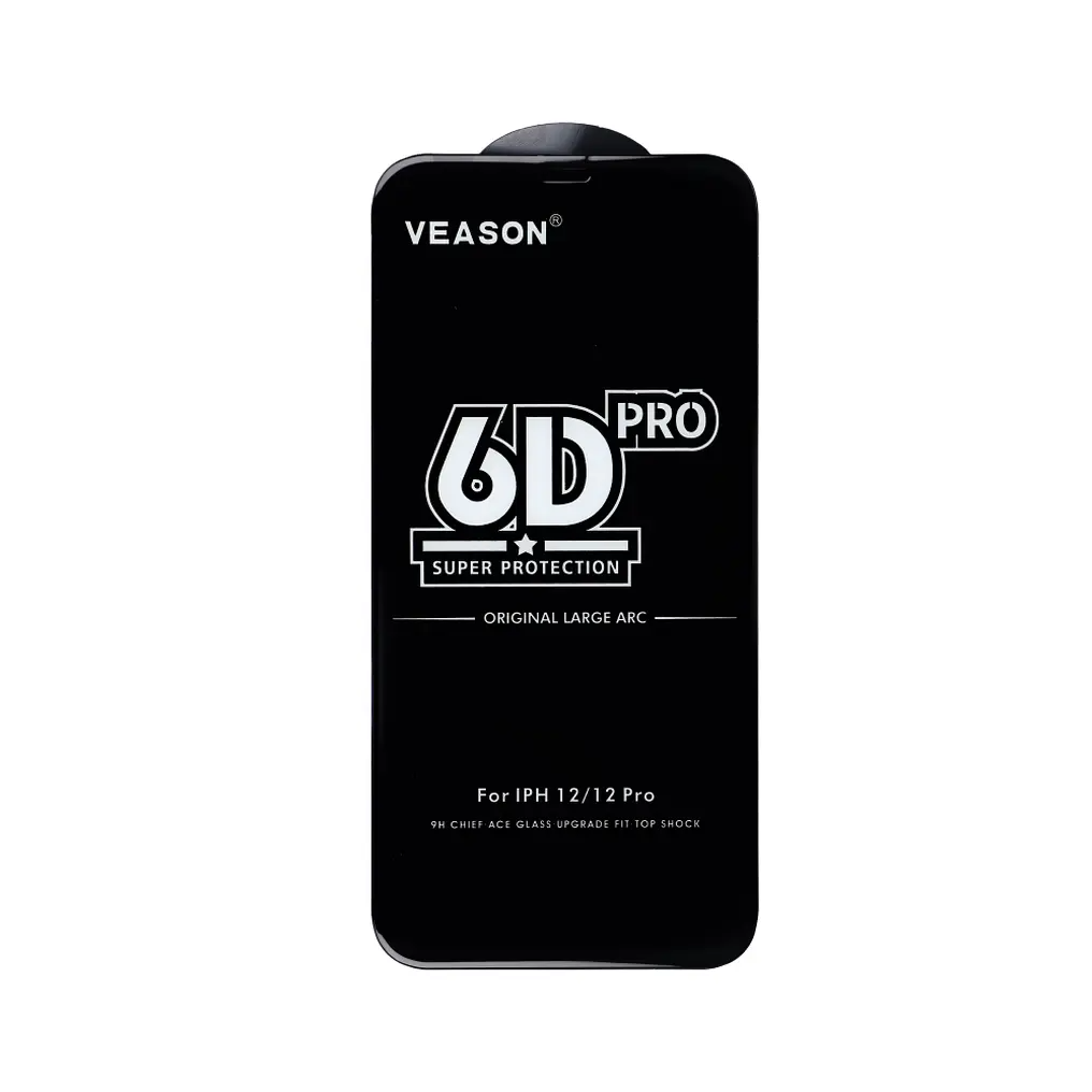Veason PRO -näytönsuoja Apple iPhone 16 / 15:lle, karkaistu lasi, täysiliimainen, 6D, musta