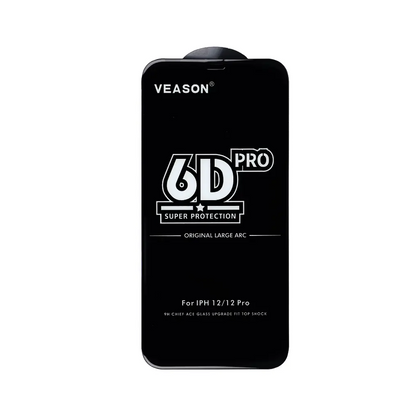 Veason PRO -näytönsuoja Apple iPhone 16 / 15:lle, karkaistu lasi, täysiliimainen, 6D, musta