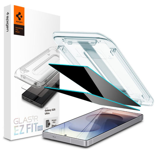 Spigen GlastR EZ FIT HD Privacy-näytönsuoja Samsung Galaxy S25 Ultra S938:lle, karkaistu lasi, täysi liima, 2 kappaleen setti AGL09335