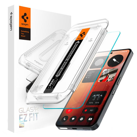 Suojakalvo Clear Spigen GlastR EZ FIT Nothing Phone (3a) / Phone (3a) Pro, Karkaistu lasi, Full Glue AGL09429