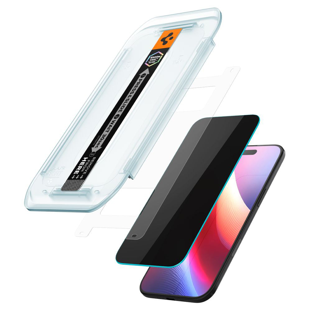 Näytönsuojakalvo Privacy Spigen GlastR EZ FIT Apple iPhone 17 Air:lle, Panssarilasi, Täysliima, 2 kappaleen setti