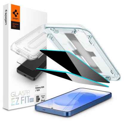 Spigen GlastR EZ FIT HD Privacy-näytönsuoja Samsung Galaxy S25 S931 / S24 S921:lle, karkaistu lasi, täysi liima, 2 kappaleen setti