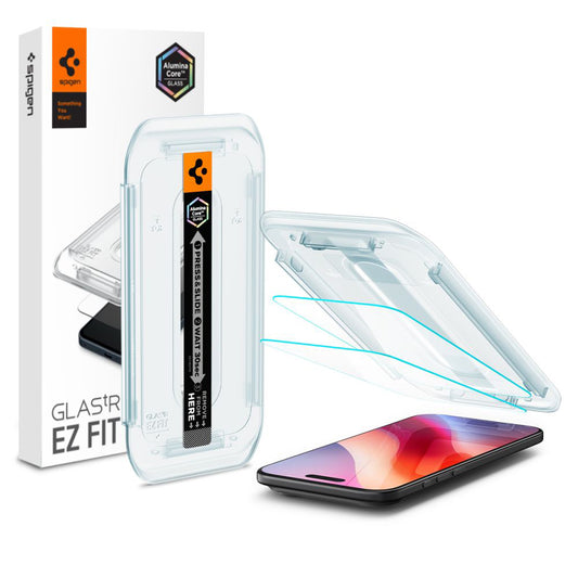 Spigen GlastR EZ FIT -suojakalvo Apple iPhone 17 Air -puhelimelle, Turvalasi, Täysliima, 2 kappaleen setti
