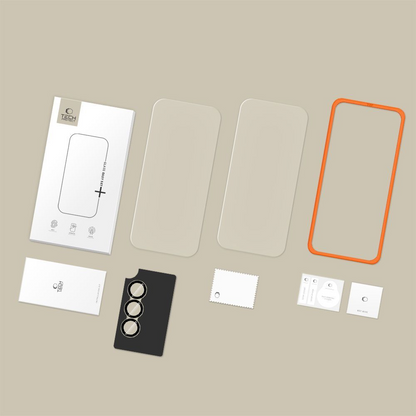 Näytön ja takakameran suojakalvo Tech-Protect Quick Set+ Samsung Galaxy A57 5G:lle, Panssarilasi, Täysliima, 3 kappaleen setti