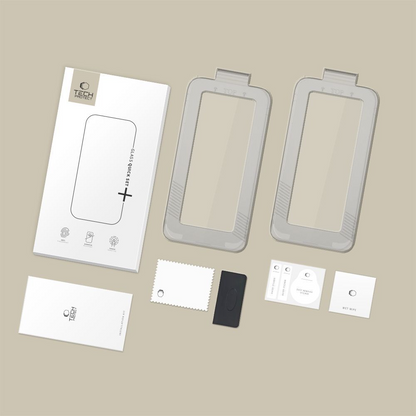Tech-Protect Quick Set+ suojakalvo Apple iPhone 17:lle, Panssarilasi, Täysliima, 2 kappaleen setti, Musta
