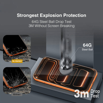Tel Protect 10X HD DLC Diamond Coating -näytönsuojalasi Apple iPhone 17e / 16e / 14 / 13 Pro / 13 -puhelimille, karkaistu lasi, koko pinnalta liimautuva, musta