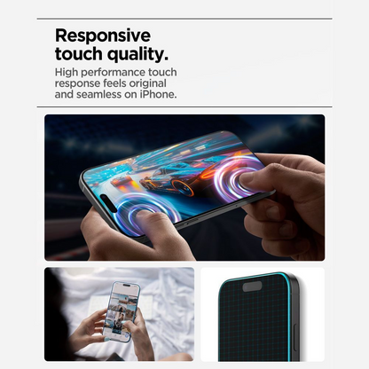 Spigen GlastR Align Master Slim -suojakalvo Apple iPhone 17:lle, Panssarilasi, Täysliima, 3 kappaleen setti AGL10484