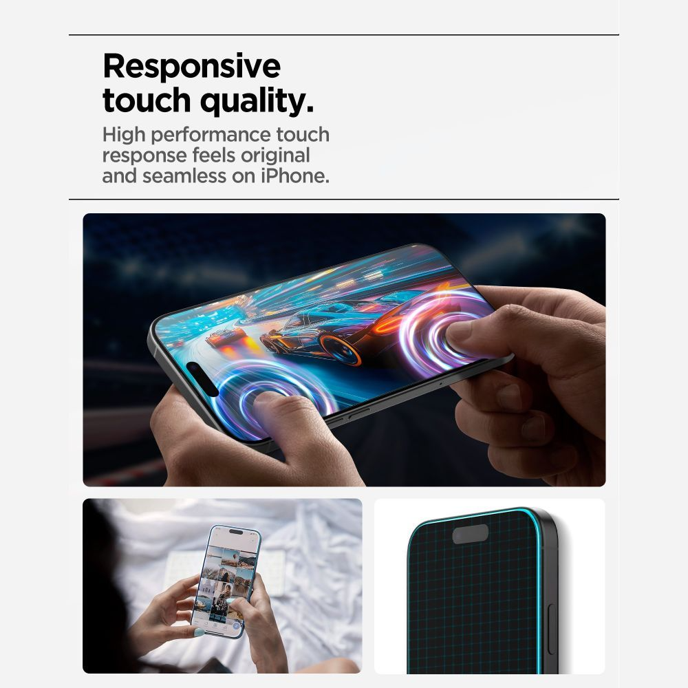 Spigen GlastR Align Master Slim -suojakalvo Apple iPhone 17 Pro:lle, Panssarilasi, Täysliima, 3 kappaleen setti AGL10103