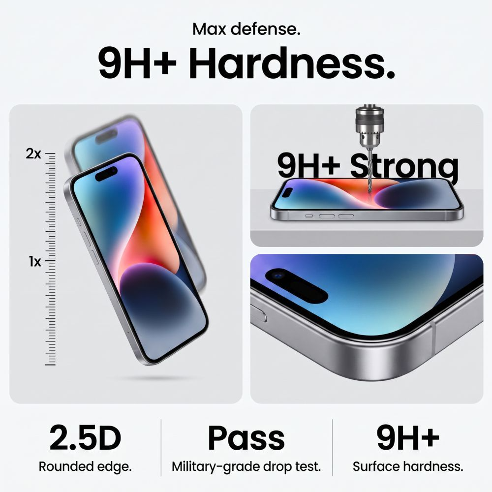Tech-Protect OneTouch Näytönsuoja Apple iPhone 18 Pro / 17 Pro:lle, Karkaistu Lasi, Täysiliimainen, 2 kappaleen setti, Läpinäkyvä