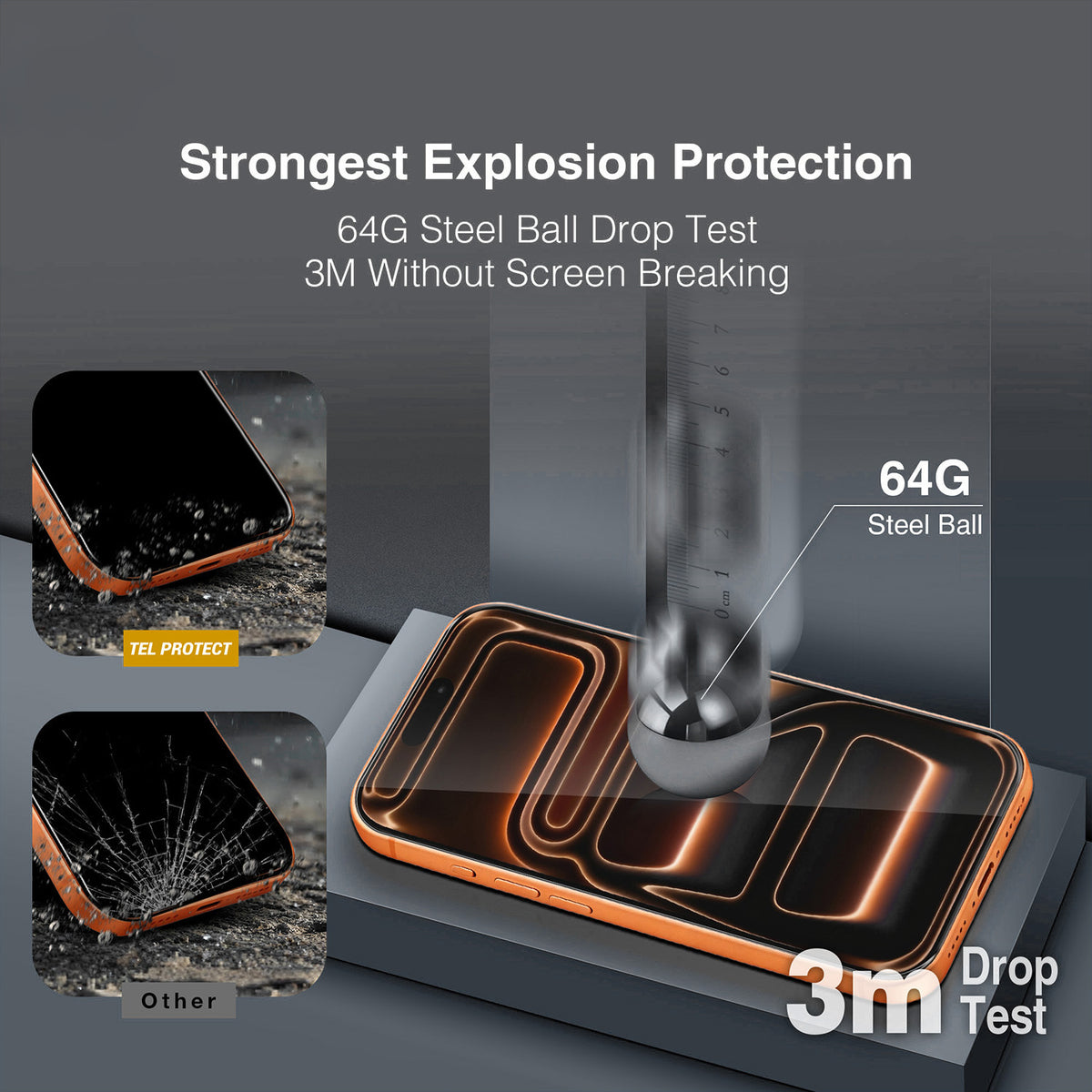 Tel Protect 10X HD DLC Diamond Coating -näytönsuojalasi Apple iPhone 18 Pro / 17 Pro -puhelimelle, karkaistua lasia, täysliimakiinnitys, musta