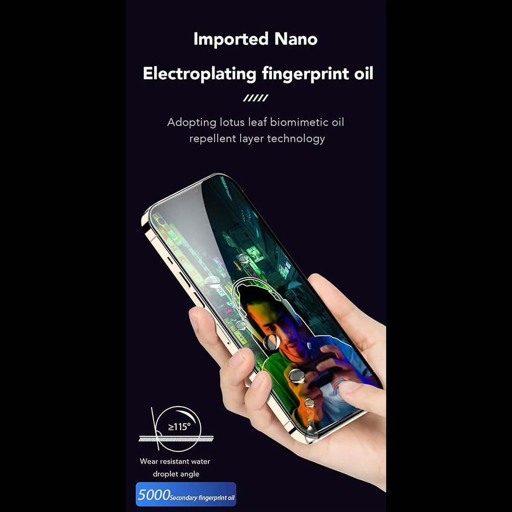 Anank Anti-sormenjälkisuojakalvo Apple iPhone 14 Pro Maxille, Karkaistu lasi, Täysi liima, 2.5D, Musta