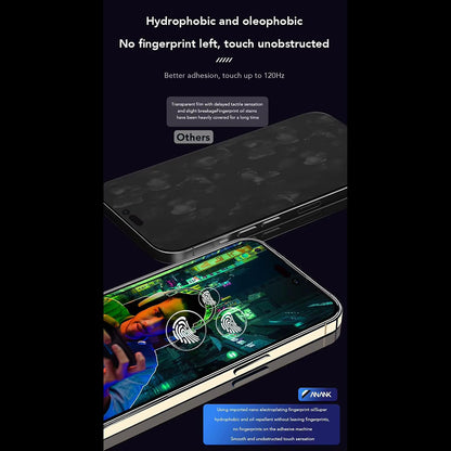 Anank Anti-sormenjälki Näytönsuoja Apple iPhone 14 Prolle, Karkaistu Lasi, Täysi Liima, 2.5D, Musta