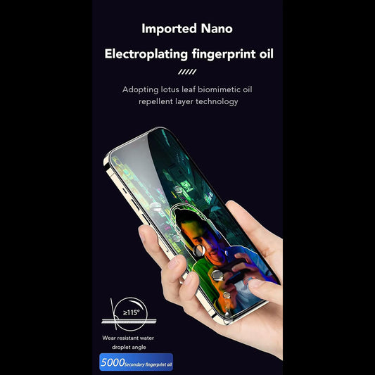 Anank Anti-sormenjälki Näytönsuoja Apple iPhone 17e / 16e / 14 / 13 Pro, Karkaistu Lasi, Täysi Liima, 2.5D, Musta