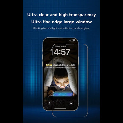 Anank 3X Vahvistettu Anti Blue Light -näytönsuoja Apple iPhone 16:lle, Karkaistu Lasi, Täysi Liima, 2.5D, Musta