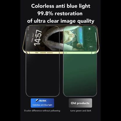 Anank 3X Vahvistettu Anti Blue Light -näytönsuoja Apple iPhone 16:lle, Karkaistu Lasi, Täysi Liima, 2.5D, Musta