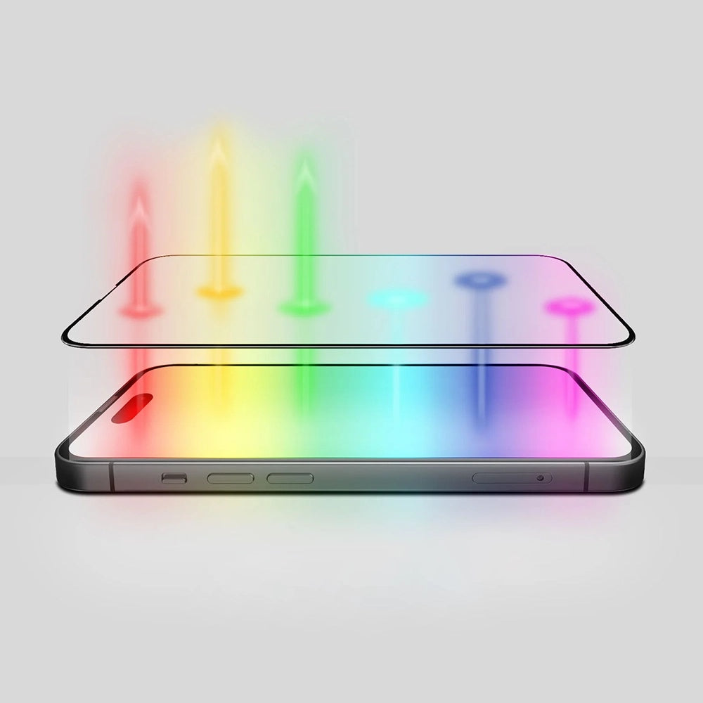Suojakalvo Anti Blue Light Anank 5X Reinforced Apple iPhone 17:lle, Panssarilasi, Full Glue, 2.5D, Musta