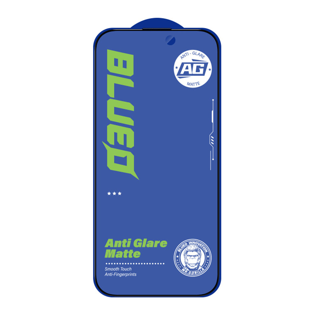Blueo Anti-Glare Screen Protector for Apple iPhone 16 Plus / 15 Plus, Tempered Glass, Full Glue, Black
