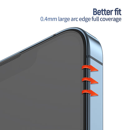 Blueo Anti-Reflective HD Screen Protector Film with Pro Applicator for Apple iPhone 14 Pro Max, Tempered Glass, Full Glue, Black