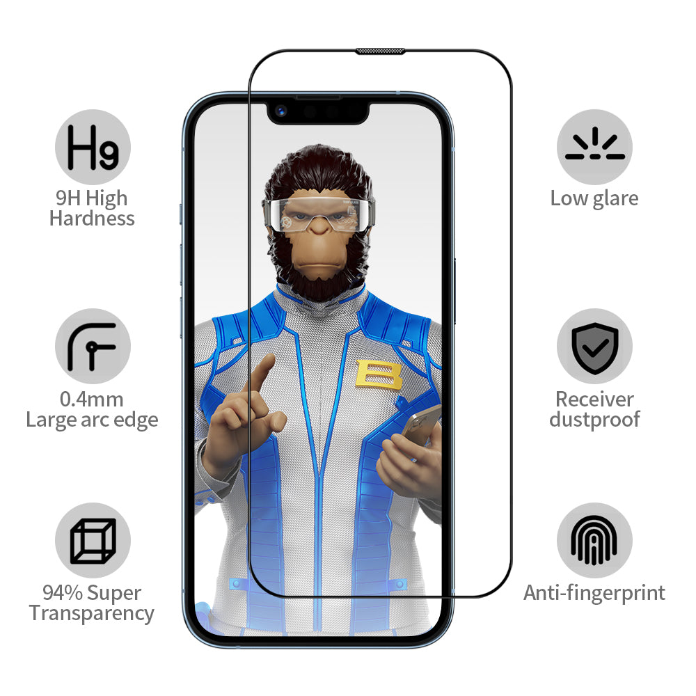 Blueo Anti-Reflective HD Applicator Pro -näytönsuoja Apple iPhone 14 Prolle, karkaistu lasi, täysiliimainen, musta