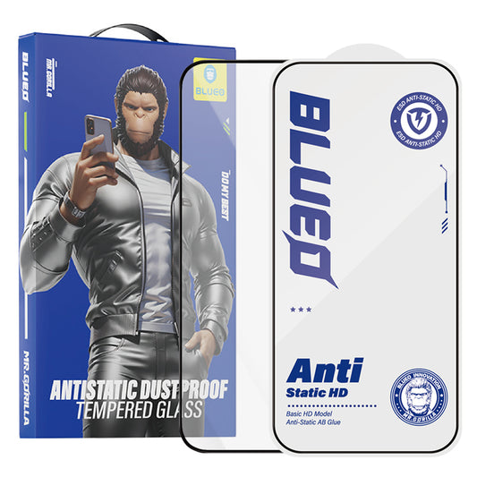 Blueo Anti-Static HD -näytönsuoja Apple iPhone 11 Pro / XS / X:lle, karkaistu lasi, täysiliimainen, musta
