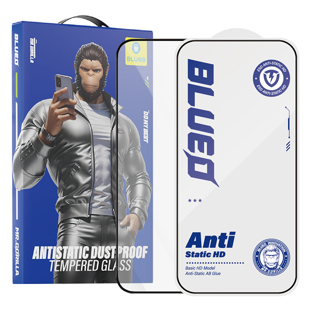 Blueo Anti-Static HD -näytönsuoja Apple iPhone 18 Pro Max / 17 Pro Max / 16 Pro Max, karkaistu lasi, täysiliimainen, musta