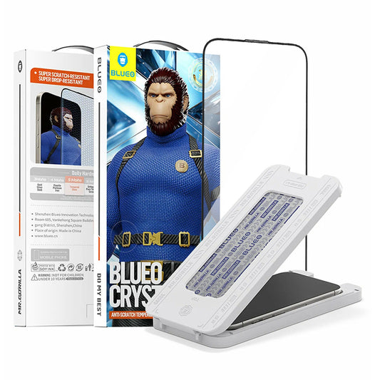 Blueo Crystal Anti-Scratch -näytönsuoja-applikaattori Apple iPhone 15 Pro Maxille, karkaistu lasi, täysiliimainen, musta
