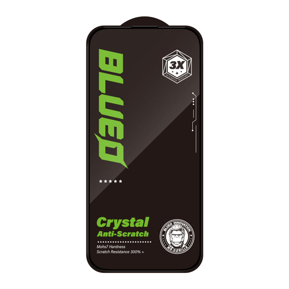 Blueo Crystal naarmuuntumaton suojakalvo Apple iPhone 16 Pro:lle, karkaistu lasi, täysiliimainen, musta