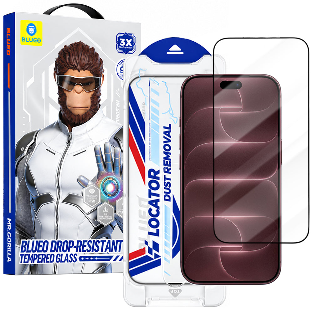 Blueo Drop Resistant Applicator Pro -näytönsuojalasi Apple iPhone 18 Pro Max / 17 Pro Max -puhelimille, karkaistu lasi, täysliimakiinnitys, musta