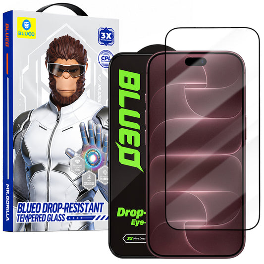 Blueo Drop Resistant -näytönsuojalasi Apple iPhone 18 Pro Max / 17 Pro Max / 16 Pro Max -puhelimille, karkaistu lasi, koko pinnalta kiinnittyvä, musta