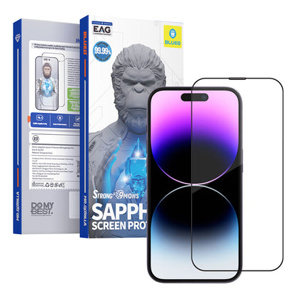 Blueo Sapphire Applicator Pro -näytönsuoja Apple iPhone 15 Prolle, karkaistu lasi, täysiliimainen, musta
