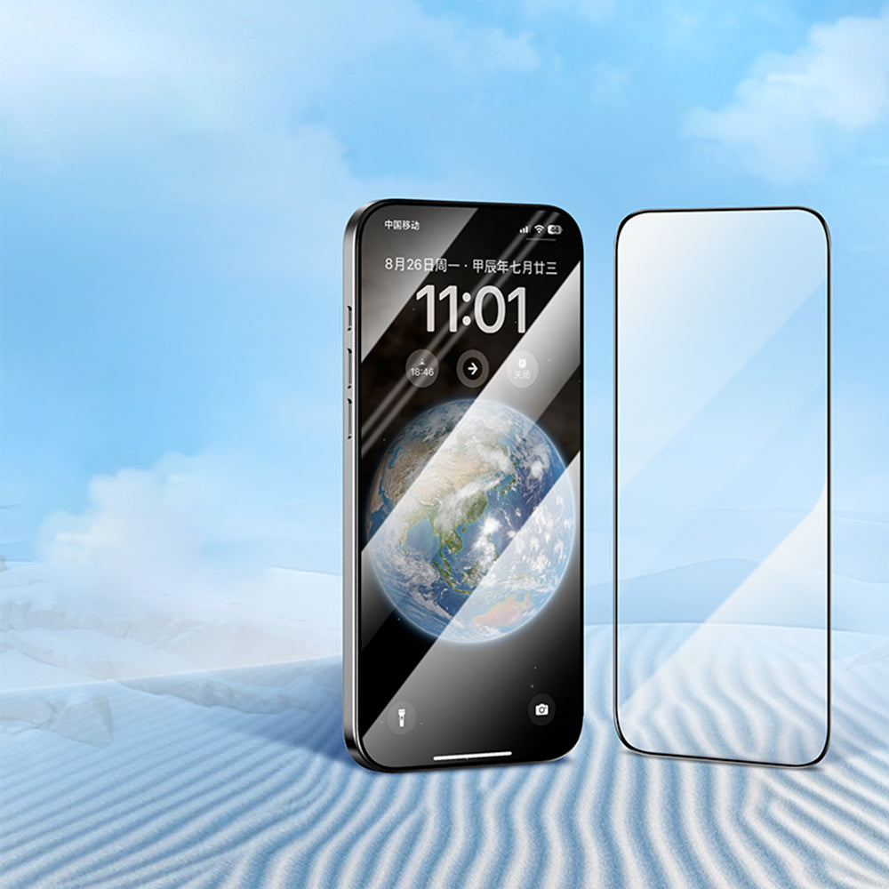 Blueo Silk HD -näytönsuoja Apple iPhone 16 / 15:lle, karkaistu lasi, täysiliimainen, 5 kappaleen setti, 2.5D, musta