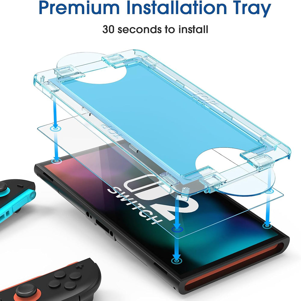 Techsuit SwitchAura Näytönsuoja-applikaattori Nintendo Switch 2:lle, Karkaistu lasi, 2 kappaleen setti