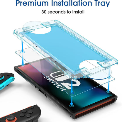 Techsuit SwitchAura Näytönsuoja-applikaattori Nintendo Switch 2:lle, Karkaistu lasi, 2 kappaleen setti