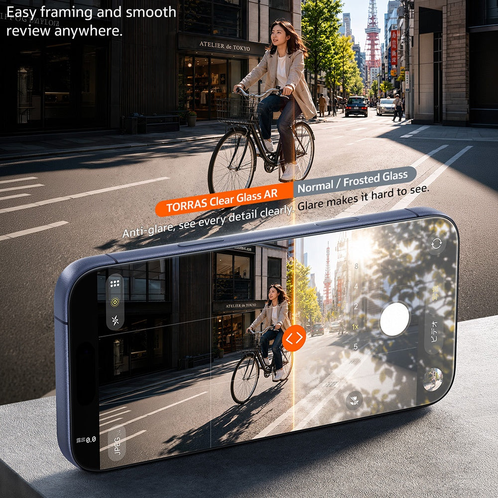 Torras Sunview AR -näytönsuoja Apple iPhone 18 Pro / 17 Pro:lle, karkaistu lasi, täysi liima