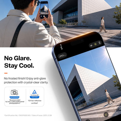 Torras Sunview AR -näytönsuoja Apple iPhone 18 Pro / 17 Pro:lle, karkaistu lasi, täysi liima