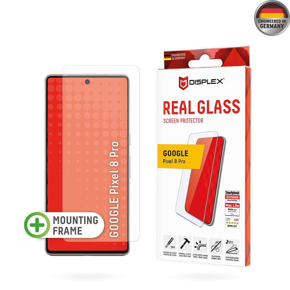 Displex Real Glass -suojakalvo Google Pixel 8 Pro:lle, Panssarilasi, Full Glue, 2D