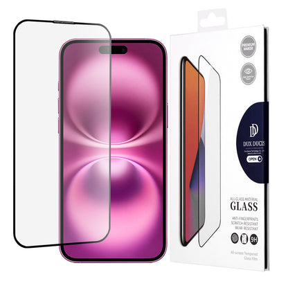 DUX DUCIS näytönsuoja Apple iPhone 16 Plusille, karkaistu lasi, reunaliima, musta