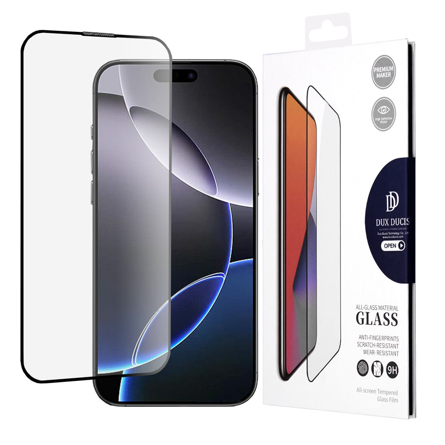 DUX DUCIS näytönsuoja Apple iPhone 16 Pro Maxille, karkaistu lasi, reunaliima, musta