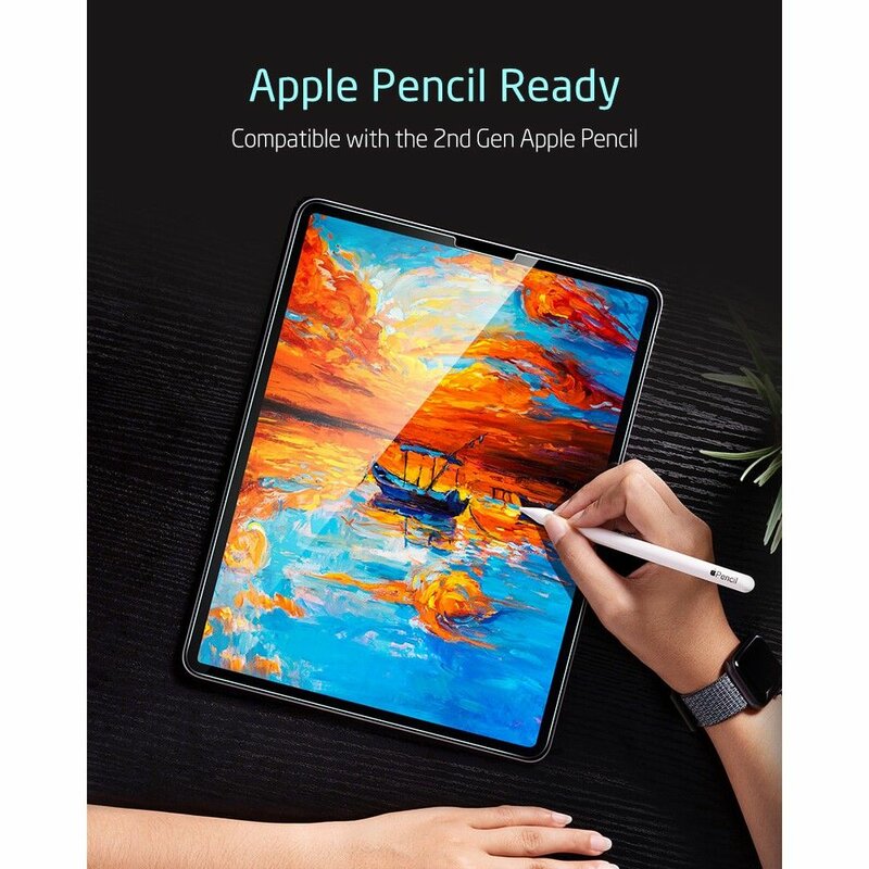 ESR-näytönsuojakalvo Apple iPad Pro 12.9 (2022) / Pro 12.9 (2021) / Pro 12.9 (2020) -laitteille, Panssarilasi, Täysliima, 2 kappaleen setti