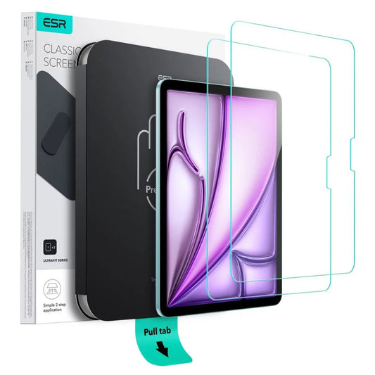 ESR UltraFit näytönsuojakalvo Apple iPad Air 13 (2025) / Air 13 (2024) varten, karkaistu lasi, täysliima, 2 kappaleen setti