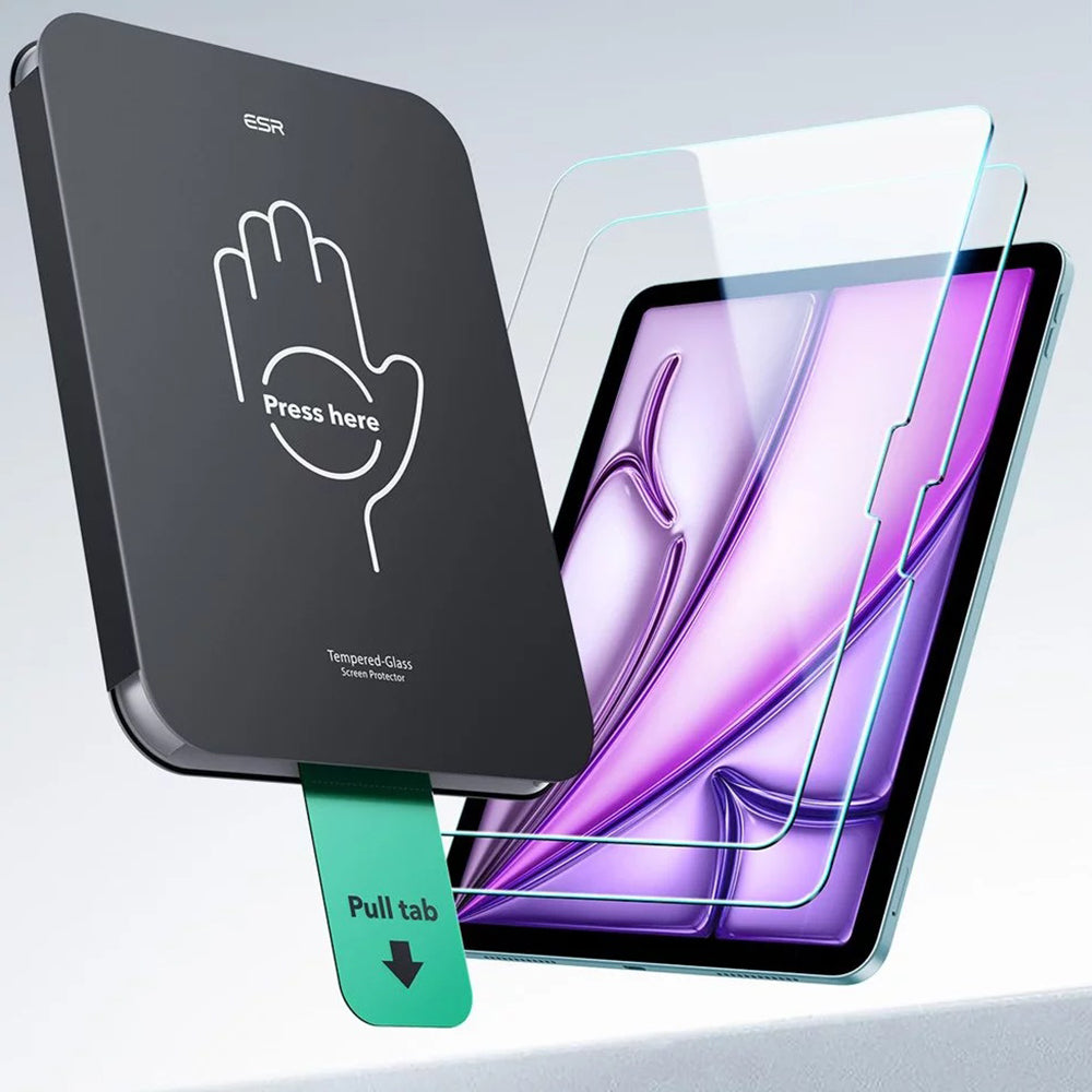 ESR UltraFit näytönsuojakalvo Apple iPad Air 13 (2025) / Air 13 (2024) varten, karkaistu lasi, täysliima, 2 kappaleen setti