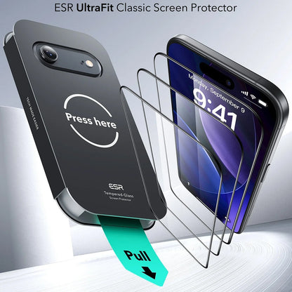 ESR UltraFit -näytönsuojakalvo Apple iPhone 17 Airille, Panssarilasi, Full Glue, 3 kappaleen setti
