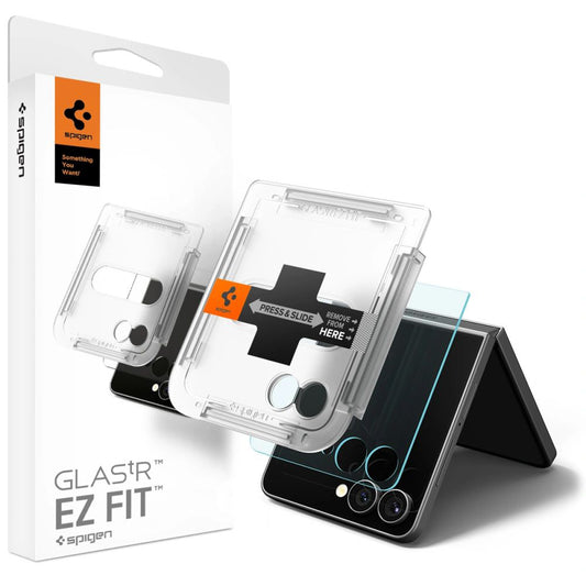 Spigen GlastR EZ FIT ulkoinen näytönsuojakalvo Samsung Galaxy Z Flip7 F766:lle, karkaistu lasi, täysliima